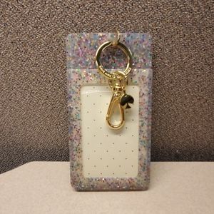 Kate Spade rainbow glitter ID clip